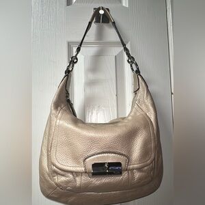 Coach Metallic Beige Leather Kristin Hobo (now shoulder strap) (bag12)